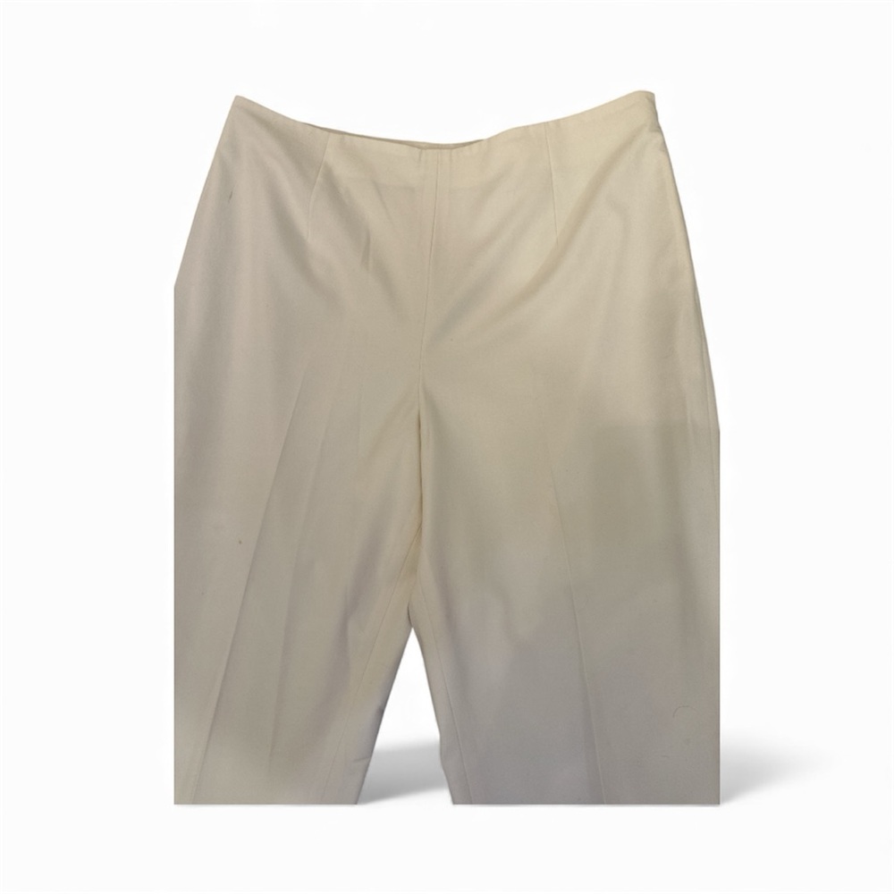 Talbots 12 White Pants Lined Flat Front Straight … - image 3